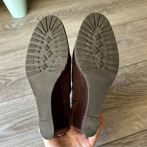 Ralph Lauren Brown Suede Leather  Wedge Ankle Boots - Picture 9 of 13